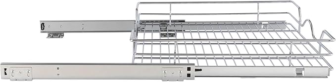 OCG Pull Out Cabinet Organizer (20.75" W x 17" D), Pull Out Shelves 1 Tier, Cabinet Slide Out Shelves for Base Cabinet Organization in Kitchen Bathroom Pantry, Bottom Mount, Chrome Finish