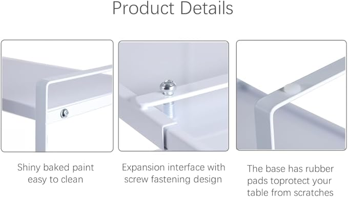 Expandable Cabinet Shelf Organizer Riser for Kitchen Pantry Cupboard Under Sink Countertop (White, 8.2’’D * 12.2-21.6’’W * 7.7’’H)