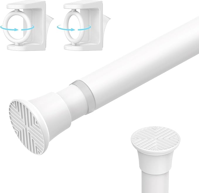 White Tension Rod 16-38Inch Small Tension Curtain Rods for Windows Adjustable Curtain Rods No Drilling Spring Rod Short Tension Rods for Doorway,Closet,Kitchen,Window