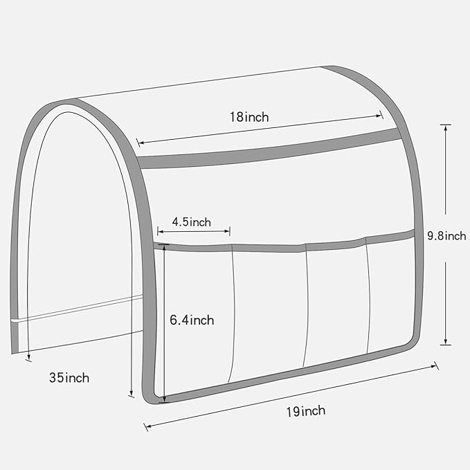NB Sofa Armrest Organize Remote Holder Bedside Caddy Organizer With 5 Pockets,Non-Slip Couch Remote Control Holder Couch Armchair Caddy Accessories (Black, 35''X18'')