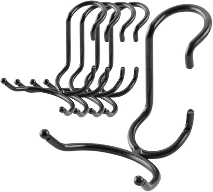 Shelf Pole Hooks | 5-Pack Black C & Utility Hooks | Snap-On Hanging Hooks for 1" Wire, Metal & Metro Shelving | Heavy Duty Garage, Pantry, Basement & Workshop Storage Hooks