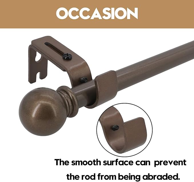 AddGrace Adjustable Curtain Rod Bracket Fits up to 1 inch Curtain Rod Sturdy Premium Brackets for Wall Set of 6 Brown