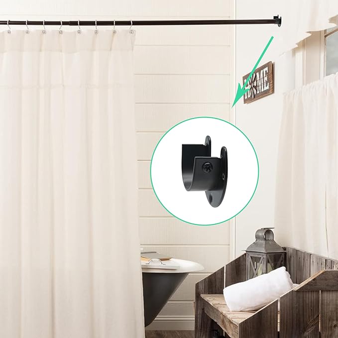 8 Packs Stainless Steel Closet Rod End Supports 1-1/3 Inch Wardrobe Bracket Heavy Duty Closet Pole Sockets Flange Rod Holder, U-Shaped with Screws, Black