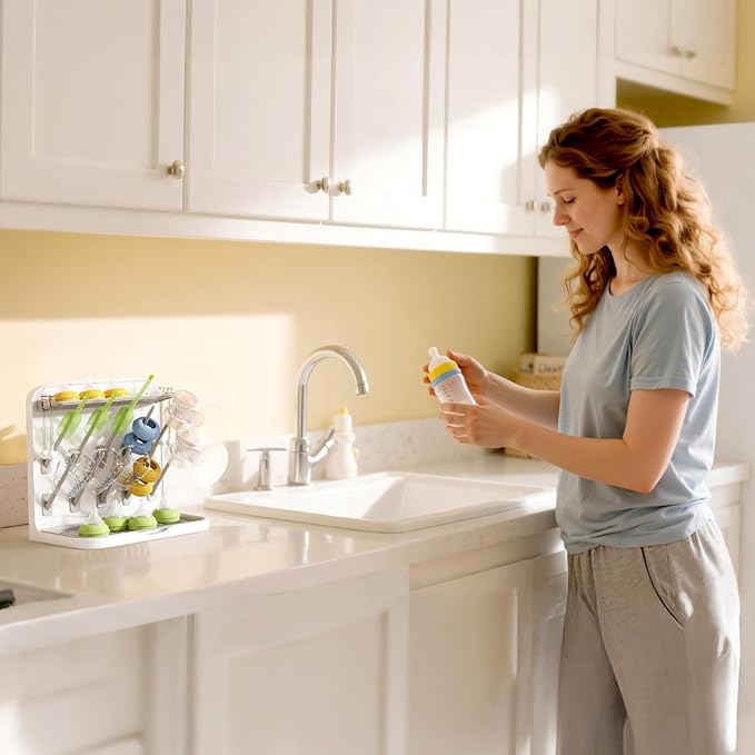 Lifewit Baby Bottle Drying Rack with 10 Hooks, Newborn Essentials Must Haves, Bottle Storage Organizer for Countertop, Cabinet, Rack Dryer Holder for Pacifiers, Pump Parts, Baby Stuff