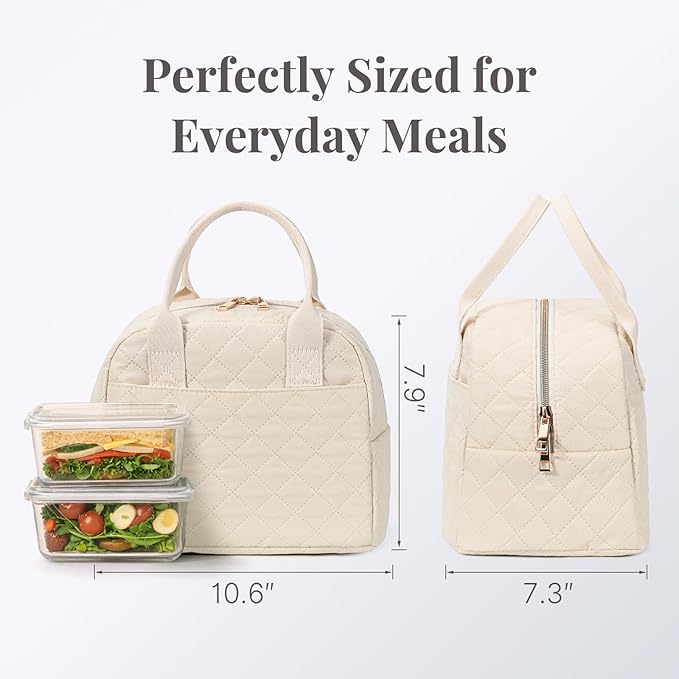 LOVELYWIND Lunch Bag for Women, Insulated Lunch Box, Reusable Water-Resistant Lunchbox Cooler with Front Pocket, Large Capacity Lunch Tote Bag for Work, Travel, Picnic