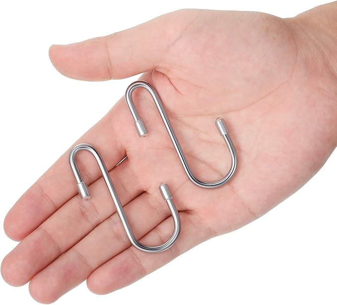 Hotop 36 Pcs Silver S Hooks for Hanging 2.4 Inch Heavy Duty S Shaped Hook Rack Metal Non Slip Hanger for Christmas Tree Stocking Kitchen Pot Utensils Closet Wire Bathroom Bedroom Pan Bag Towel Plant