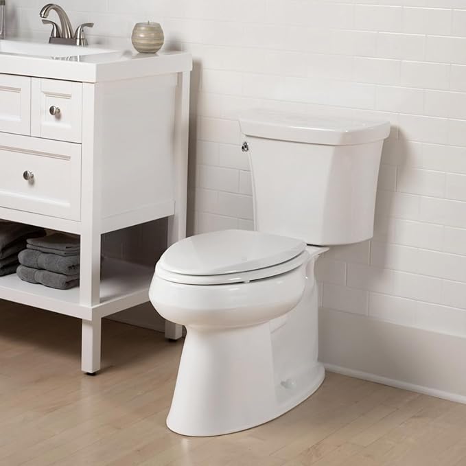 Mayfair Cassel Slow Close Toilet Seat, Easy Clean, Non Slip Premium Wood Seat, Easy Install, Made in USA, Elongated, White, 4-Pack
