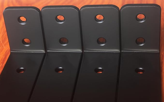 6 Pack - L 8" x H 2" x W1.5, 5mm Thick Black L Shelf Bracket, Iron Shelf Brackets, Metal Shelf Brackets, Floating Shelf, Shelf Supports with Screws