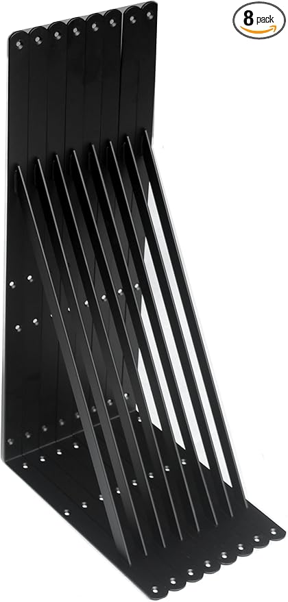 8 Pack L24 x H 12" Black Heavy Duty Shelf Brackets with Screws Metal Shelf Brackets Shelf Support Angle Brackets for Shelves L Brackets Heavy Duty Floating Shelf