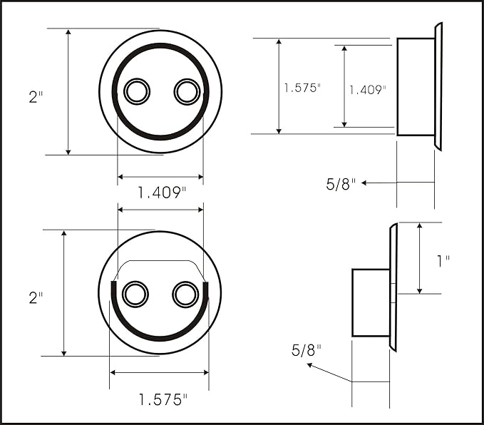 QCAA Heavy Duty Solid Metal Closet Rod Socket Set, 1-3/8'', Satin Nickel, 1 Pair, Made In Taiwan