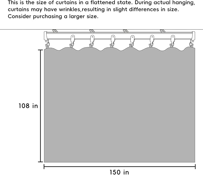 Room Divider Curtains Flexible Ceiling Tracks set Curtain track Ceiling Mount Blackout Curtain for Living Room Bedroom Ceiling Curtain Rod Privacy Divider Panel W150xH108 GreyishWhite Drape&Black rail