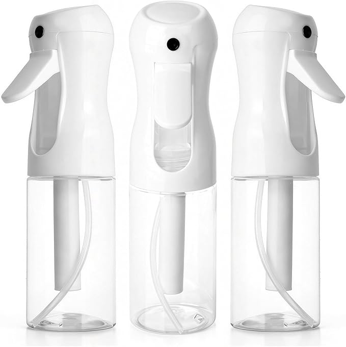 3Pcs Continuous Spray Bottles For Hair,Ultra Fine Mister for Hair Styling, Plants, Cleaning, Salon, Misting & Skin Care (200ml Clear*3)