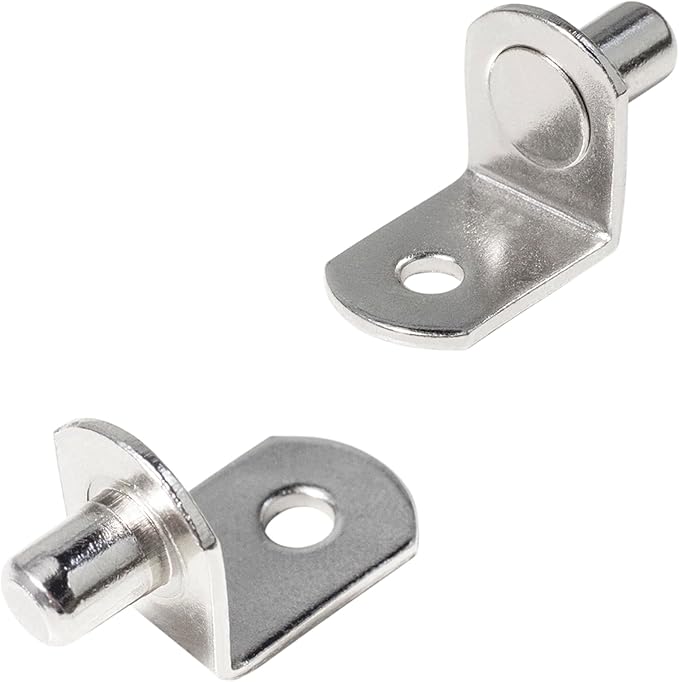 SDTWZW 5mm Shelf Pegs L-Shaped Cabinet Support Pins Bracket Style Clips for Bookcase Kitchen Closet Shelves Holders,16 PCS Nickel Plated Silver