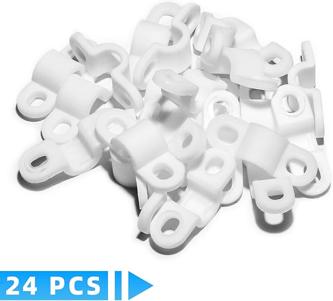 BokWin 24 Sets Wire Shelf Back Wall Clip,White Wire Shelf Loop Clips for Concrete Installation(120)