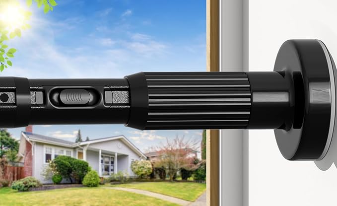 AIZESI 41-124 Inch Heavy Duty Black Tension Curtain Rod - No Drilling, Adjustable, Rust-Resistant for Outdoor, Living Room, Window, Bathroom