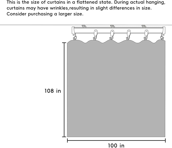 Room Divider Curtains Flexible Ceiling Tracks Set Curtain Track Ceiling Mount Blackout Curtain for Living Room Bedroom Ceiling Curtain Rod Privacy Dividers Panels W100 x H108 Black Drape & Black Rail