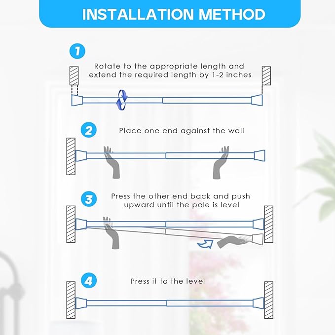 Small Tension Rod 16 to 26 Inch White Spring Curtain Rod No Drilling Spring Tension Rod 4pack Adjustable Curtain Rod Tension for Bookshelf Diy Projects Kitchen, Cupboard,Tension Rod