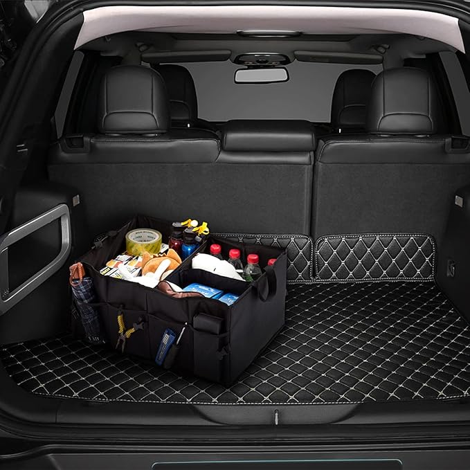 8sanlione Car Trunk Organizer/Storage, Collapsible Cargo Storage Box, Large Capacity, Trunk Organizer for Cars, Vehicles, SUVs, Trucks