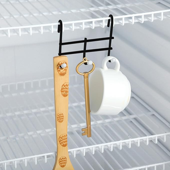 Teenyyou 6 Pack 3 Hook Attachment for Wire Shelving 3.75" l x 1.625" d x 3.25" h Wire Shelving Hooks Accessories Steel Hanging Rack Metal for Storage Organizer(Black)