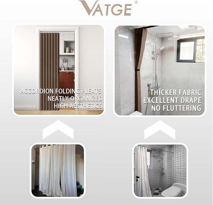 Vatge Door Curtains for Doorways - Brown Curtains for Closets Doors Privacy Room Divider for Room Separation,1 Panel with Tieback, W39 x L78, Brown