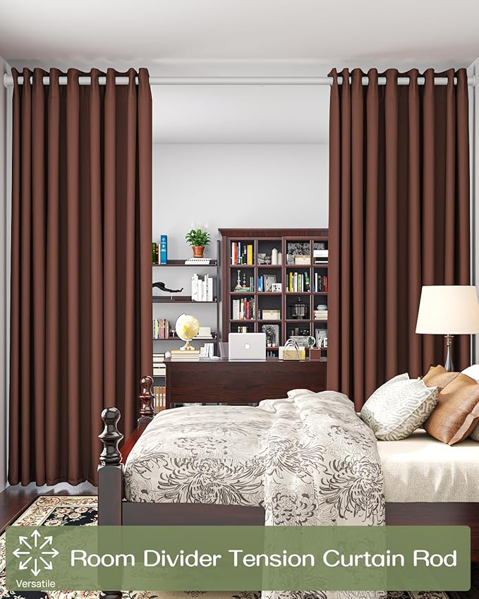 ALLZONE Tension Curtain Rod for Window, 83-123 Inches, Heavy Duty Curtain Rods No Drilling, Non-Slip Bathroom Shower Tension Rod, Renter Friendly, Adjustable, Spring Loaded, Extra Long, White