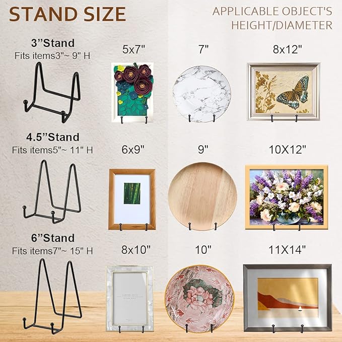 Artliving Plate Stands for Display - Iron Easel Stand Plate Holder Display Stand Picture Frame Stand for Pictures | Photo|Decorative Plate |Dish | Tabletop Art - 4.5 inch-Black(2 Pack)