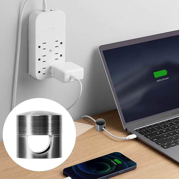 10 Sets Charger Holders for Cords, Black Color Adjustable Cable Anchor Holders, Adhesive Metal Cord Clips, Cable Management Wire Organizers for Desk, Office, Nightstand
