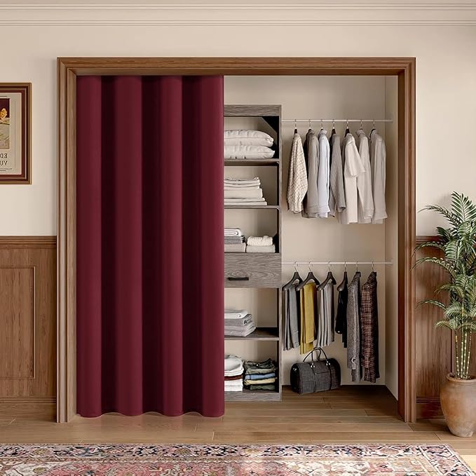 ChrisDowa Burgundyout Curtains 70 inches Wide for Bedroom - Extra Wide Grommet Thermal Insulated Room Darkening Curtains for Living Room (1 Panel, Burgundy, 70 x 84 Inch)