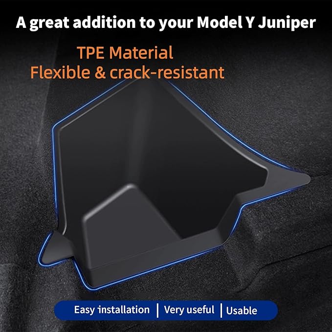 Tesla Model Y Juniper Trunk Storage Bins 2025 2026 TPE Rear Trunk Organizer Storage Box with Lids Tesla Model Y Accessories 2026