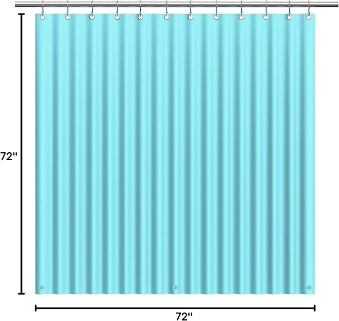 EHZNZIE Aqua Shower Curtain Liner 72x72, PEVA Waterproof Bath Curtain, No Chemical Smell, 3 Weighted Magnets, Durable with Rustproof Metal Grommets