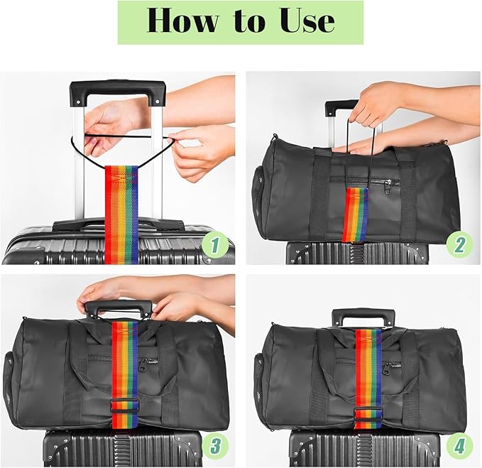Multi Use Strong Adjustable Luggage Connector Straps for Suitcases,4 Pack Flexible Luggage Accessories Elastic Fastening Bag Strap (Orange-4pcs)