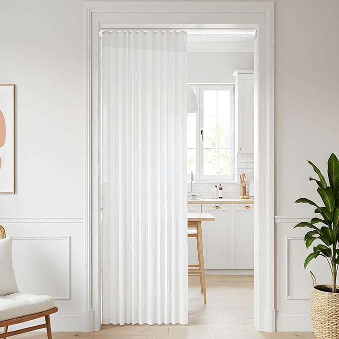 White Spring Tension Curtain Rods 30-76 Inch Adjustable Expandable Spring Loaded Curtain Rods No Drilling Suitable for Doors, Windows, Closet