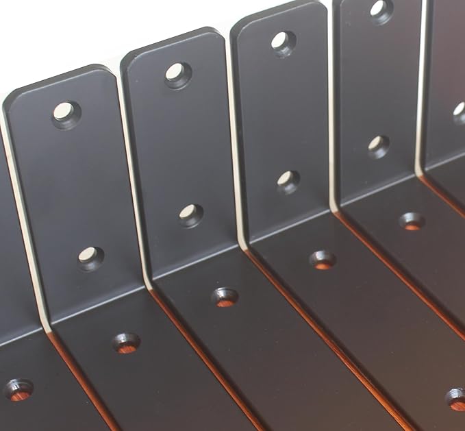 10 Pack - L 6" x H 4" x W1.5, 5mm Thick Black L Shelf Bracket, Iron Shelf Brackets, Metal Shelf Brackets, Floating Shelf, Shelf Supports with Screws
