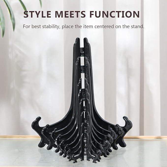 Artliving 3 Inch Black 12pcs/Set Plastic Easels Plate Display Stands Picture Frame Stand Holder
