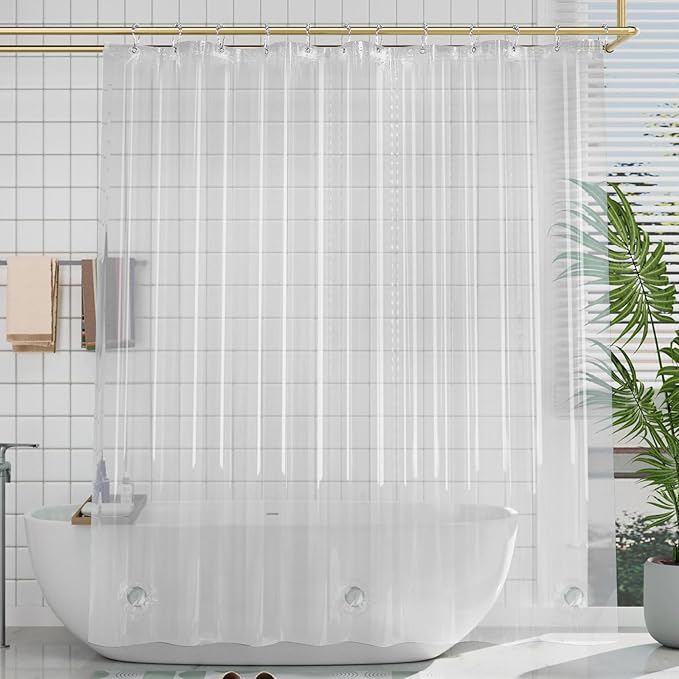 AmazerBath Stall Shower Curtain Liner 36x72, Walk in Shower Curtain Plastic, Clear Shower Stall Curtain Liner Heavy Duty Thick PEVA, Half Shower Liner with 2 Weighted Stones and 6 Grommet Holes