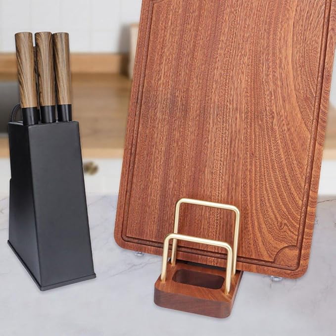 Chopping Board Rack with Wood Base Multi Layer Lid Holder Baking Pan Storage Organiser Cabinet Accessory for Home Kitchen