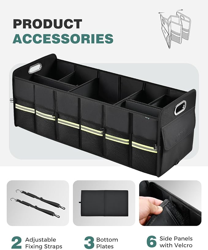 FLORICH Update Trunk Organizer for Suv, Large Truck Organizer Back Seat Storage Premium, Collapsible Multi-Compartment Car Organizers and Storage Waterproof