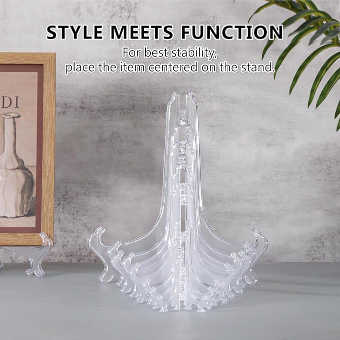 Artliving 3 Inch Clear Plastic Easels or Stand/Plate Holders to Display Pictures or Other Items at Weddings, Home Decoration, Birthdays, Tables (12 Pack)