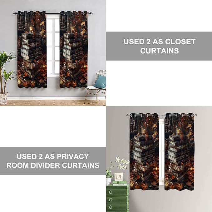 Vintage Bookshelf Door Curtain for Doorway, Educational Bookcase Library Bookshelf Closet Door Cover Curtain for Kids Boys Girls Teens Room Decor, 1 Panel 42" W X 80" L