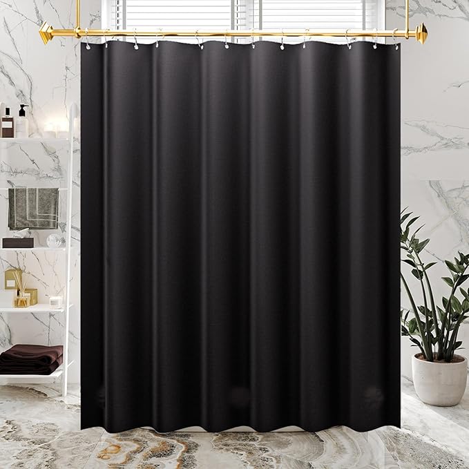 AmazerBath Black Shower Curtain Liner Plastic 78 Inches Long, Premium PEVA Shower Curtain Long Heavy Duty 8G, Weighted Shower Curtains for Bathroom with 3 Big Stones and 12 Grommets, 72x78 Inches