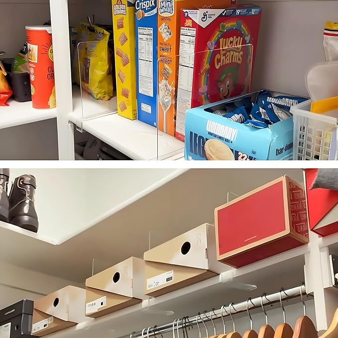 8 Pack Closet Shelf Dividers Organizer Purse Clothes Organization Acrylic Clear Tall Divider Separators for Wood Wire Thick Shelves Kitchen Office Bookshelf Storage Handbags Bag Sweater
