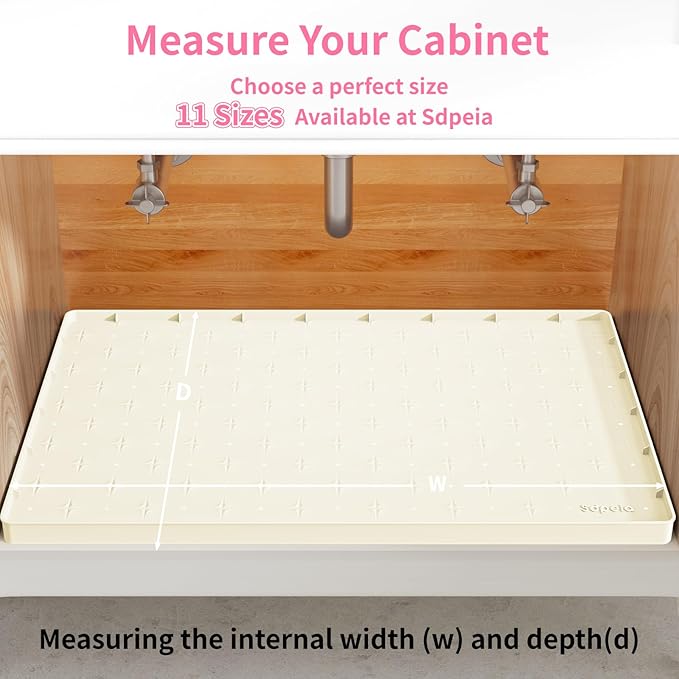 Sdpeia Under Sink Mat 28"×19" Waterproof Silicone Cabinet Liner & Sink Protector for Kitchen & Bathroom, Multi-Purpose Organizers Tray for Pets, Laundry, Cat Litter Mat