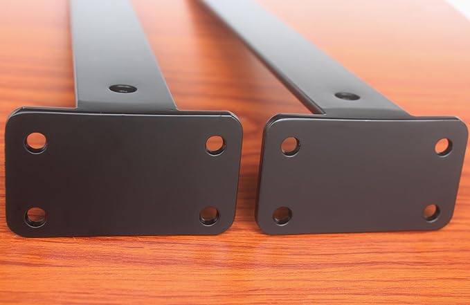 4 Pack - 16 inch Black Hidden L Shelf Bracket (1/5 Inch Thicked) Iron Floating Shelf Brackets Rustic Industrial Metal Brackets for Shelf Support