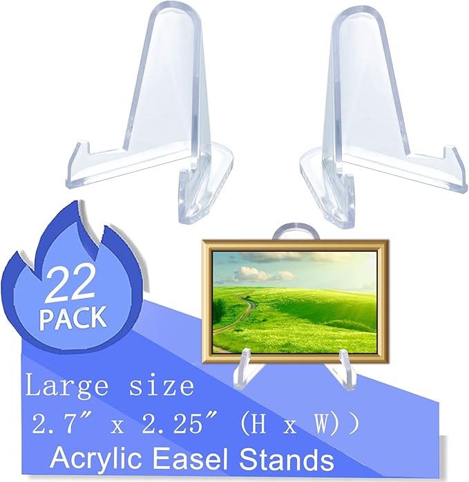 22 Packs(2.7 Inch) Acrylic Easel Stands Display Stands/Plate Stands Coin Display Easel Holder for Air-Tite Coins Pocket Watches Capsules Challenge Medals Casino Chips , Photo Display,Baseball Sports