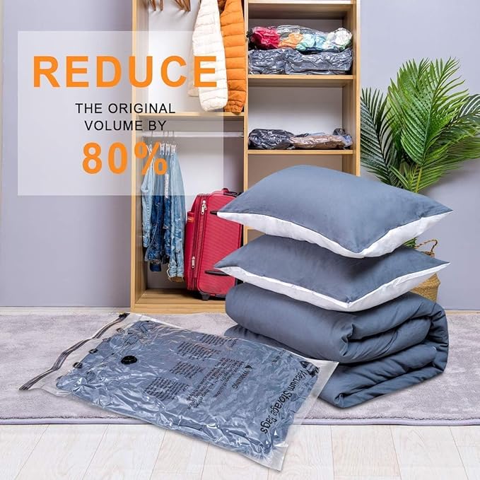 GONGSHI Vacuum Seal Bags for Clothing Travel & Home Storage, Travel Vacuum Bags with Electric Pump,Space Saver for Blankets, Comforters, Pillows, Clothes,28 Combo