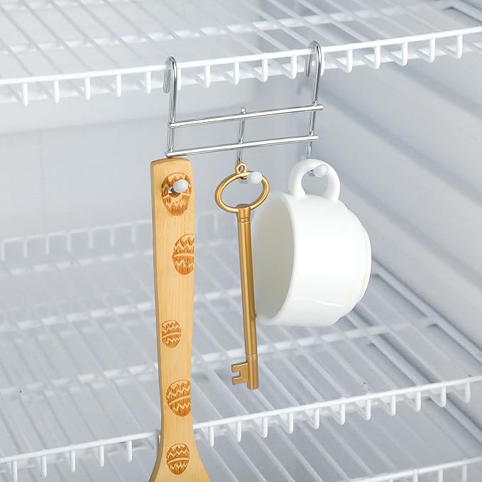 Teenyyou 12 Pack 3 Hook Attachment for Wire Shelving 3.75" l x 1.625" d x 3.25" h Wire Shelving Hooks Accessories Steel Hanging Rack Metal for Storage Organizer (Chrome)