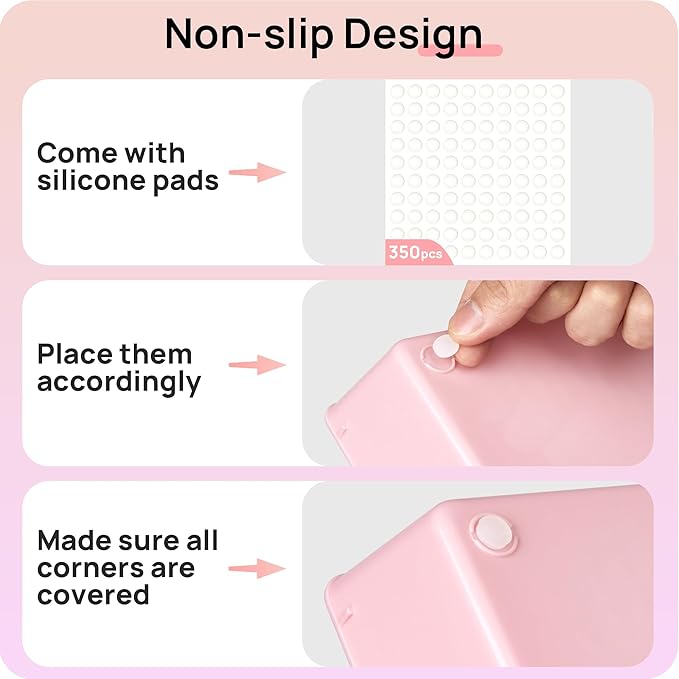 Vtopmart 72 PCS Plastic Drawer Organizers Set, 4-Size Versatile Bathroom and Vanity Organizer Trays, Non-Slip Storage Bins for Makeup, Jewelries, Kitchen Utensils and Office Desk, Pink | 72 PCS, 4-Size, Versatile, Non-Slip