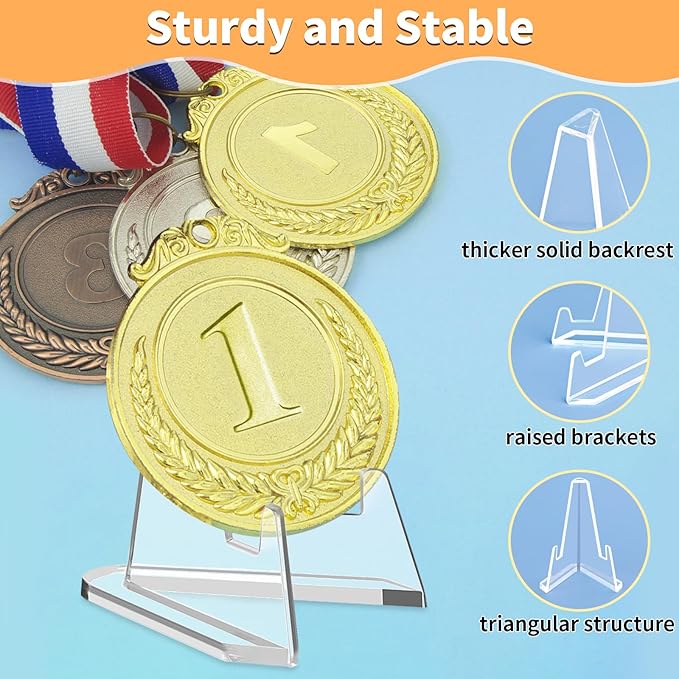 Reastar Card Display Stand, 20 Pack Small Easel Stand, Acrylic Picture Holder Stands, for Challenge Coin Graded Card Sports Card Trading Card PSA Card Baseball Card (1.4 Inch Tall)