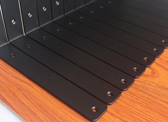 10 Pack - L 11" x H 6" x W1.5, 5mm Thick Black L Shelf Bracket, Iron Shelf Brackets, Metal Shelf Brackets, Floating Shelf, Shelf Supports with Screws