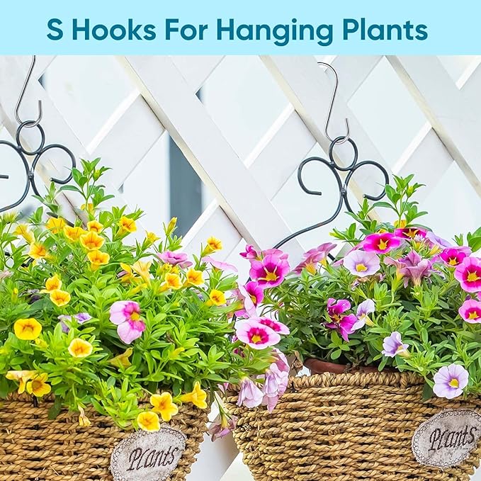 ESFUN 24 Pack S Hooks for Hanging, 3.5 inch Metal S Shaped Hook Heavy Duty Hanging Hooks for Pot Rack, Pans Plant, Towels, Jeans, Closet, Clothes, Hats, Cups in Kitchen, Bathroom, Bedroom and Office
